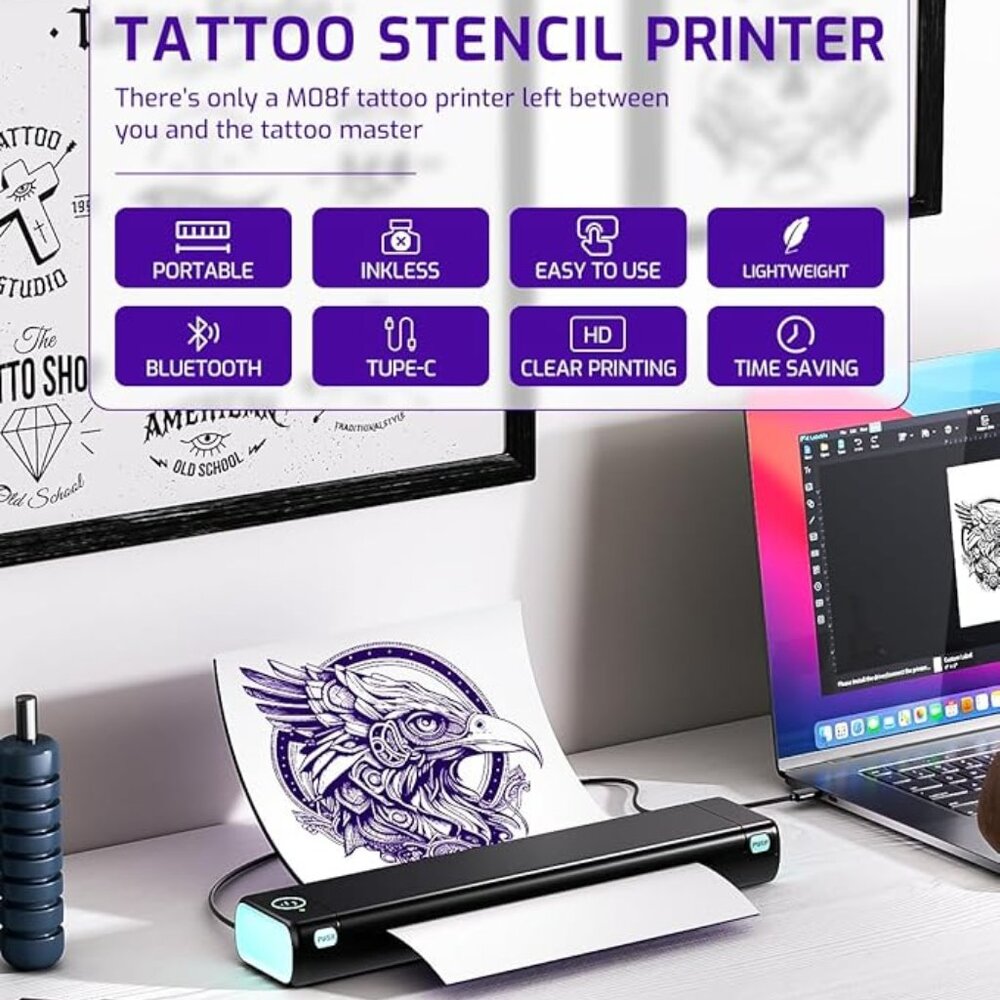 Phomemo M08F Ultra Wireless Tattoo Stencil Printer Stencil Printer for Tattooing - Picture 2 of 5